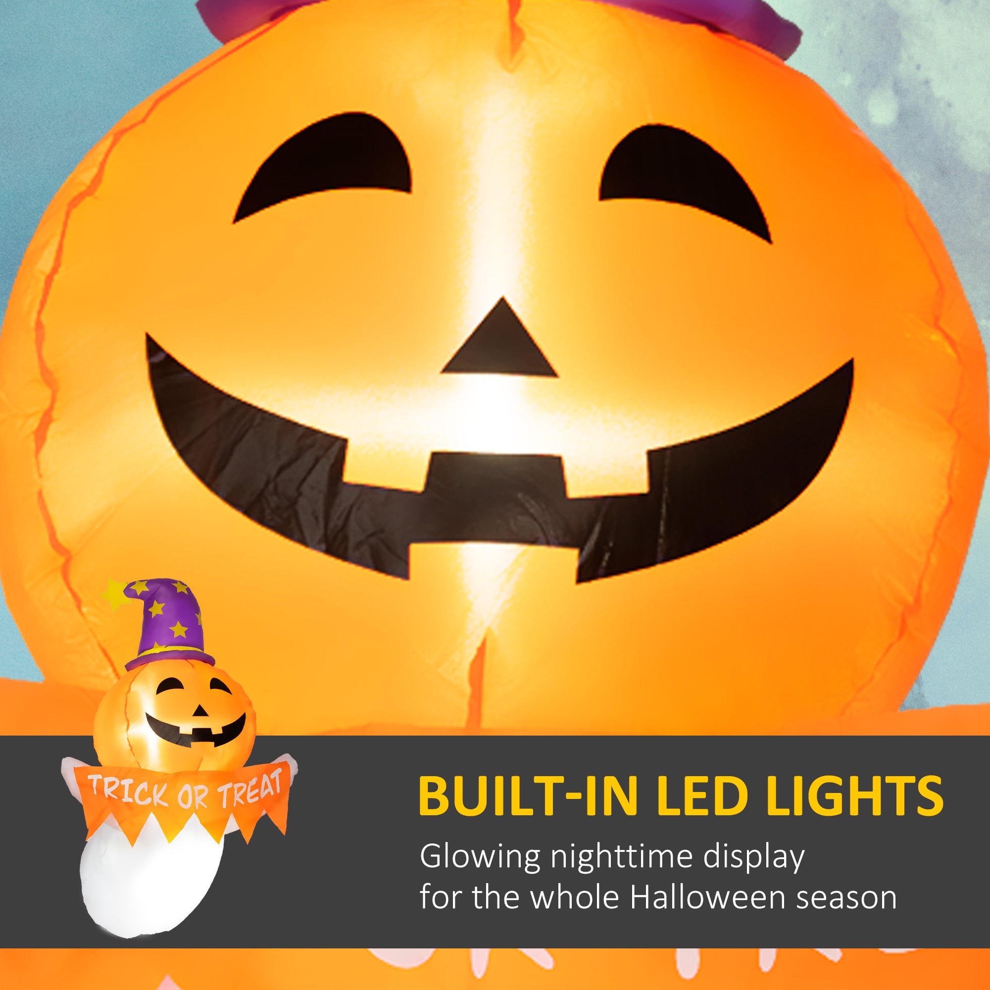 Outsunny 3.4ft Halloween Inflatables Window Sticker Ghost
