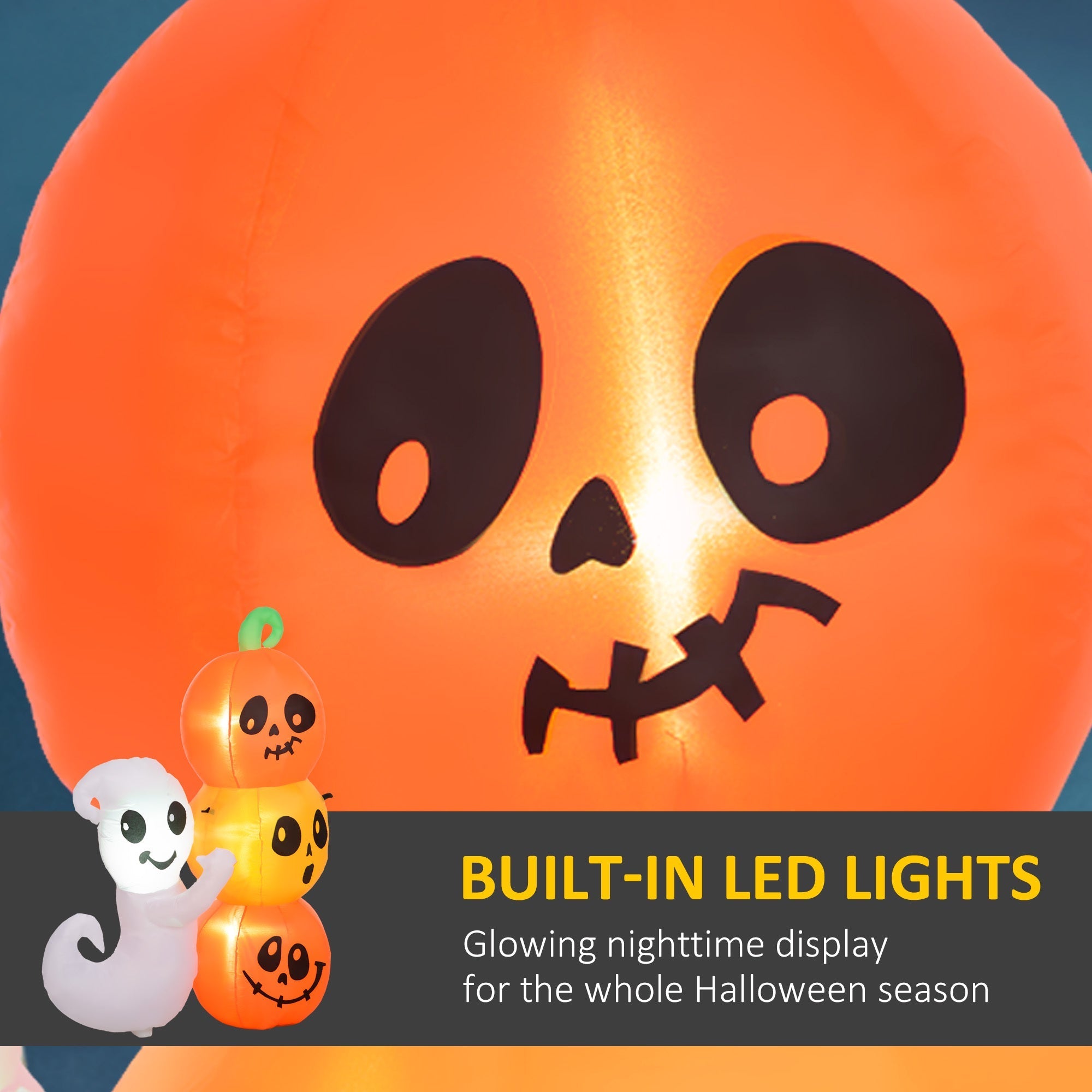 5-Foot Illuminated Halloween Ghost and Pumpkin Inflatable