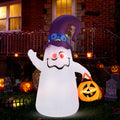 6 Ft Halloween Inflatables Cute Ghost with Dimming Infinity Mirror Light