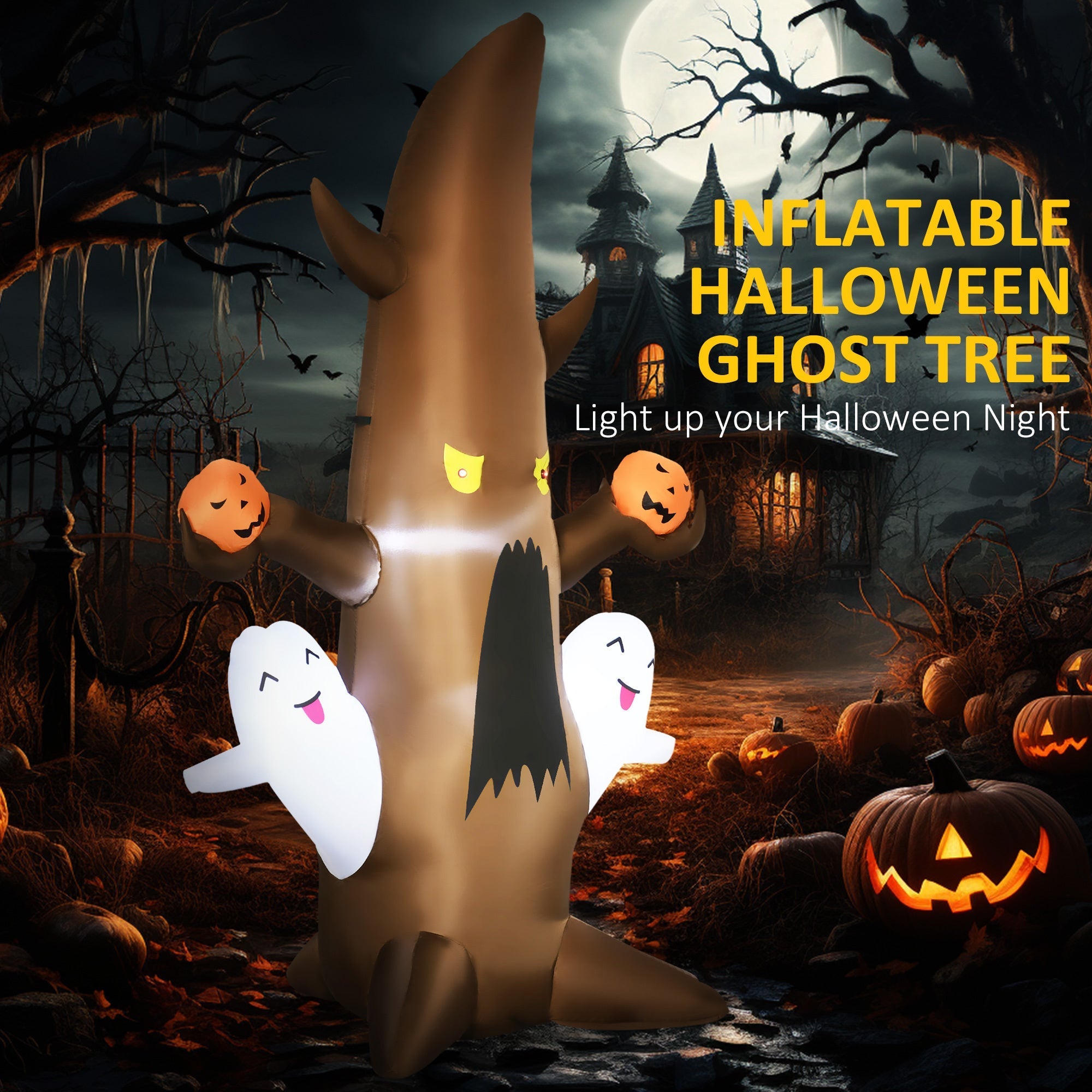 5FT Illuminated Inflatable Halloween Ghost Tree