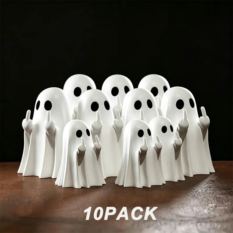 Car Decorate Luminous Middle Finger Cute Ghost Statue Small Scary Ghost Figurines Halloween Decoration Home Table Ornaments