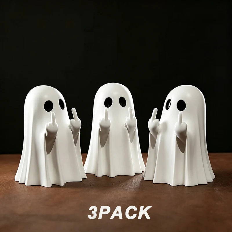 Car Decorate Luminous Middle Finger Cute Ghost Statue Small Scary Ghost Figurines Halloween Decoration Home Table Ornaments