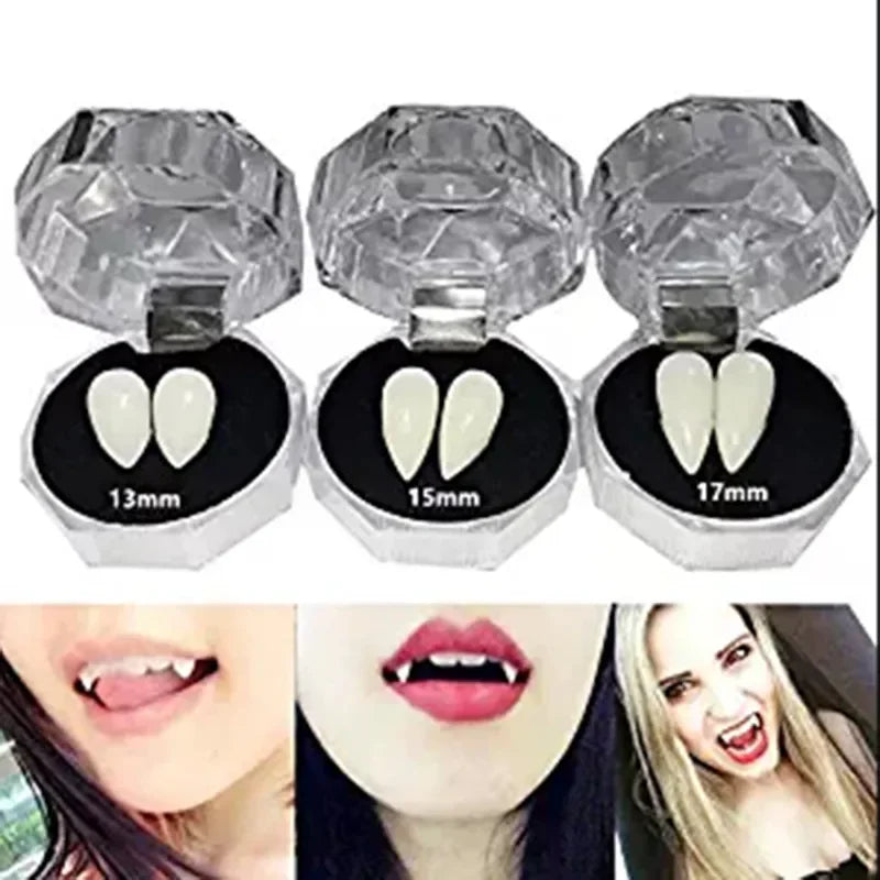 Vampire Teeth Fangs Dentures Props Halloween Cosplay Props False Fangs With Solid Glue Halloween Props Send glue stick