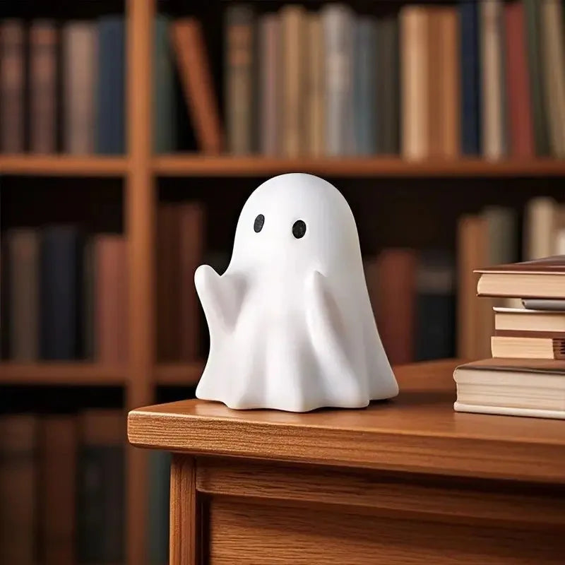Cute Ghost Pen Holder Resin Desktop Organizer for Office & Home Halloween Decor Creative Gift Funny Stationery Stand Study