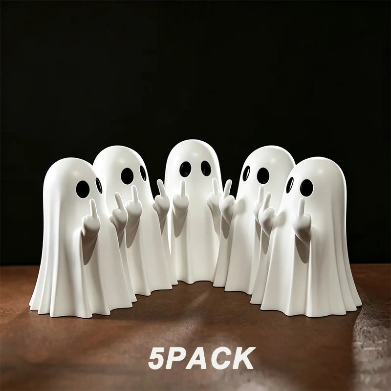 Car Decorate Luminous Middle Finger Cute Ghost Statue Small Scary Ghost Figurines Halloween Decoration Home Table Ornaments