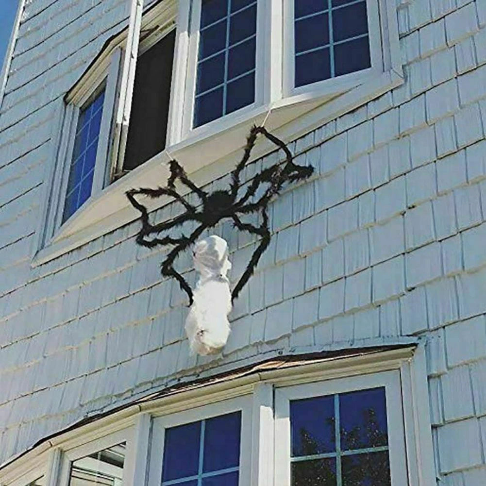 200cm Hairy Giant Spider Halloween Decoration Festival Prop Haunted House Party Indoor Outdoor Huges Black Spider Decor 2023 New