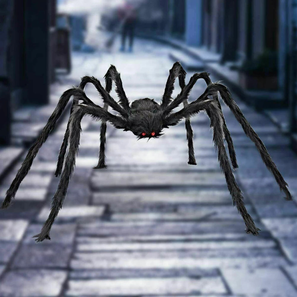 200cm Hairy Giant Spider Halloween Decoration Festival Prop Haunted House Party Indoor Outdoor Huges Black Spider Decor 2023 New