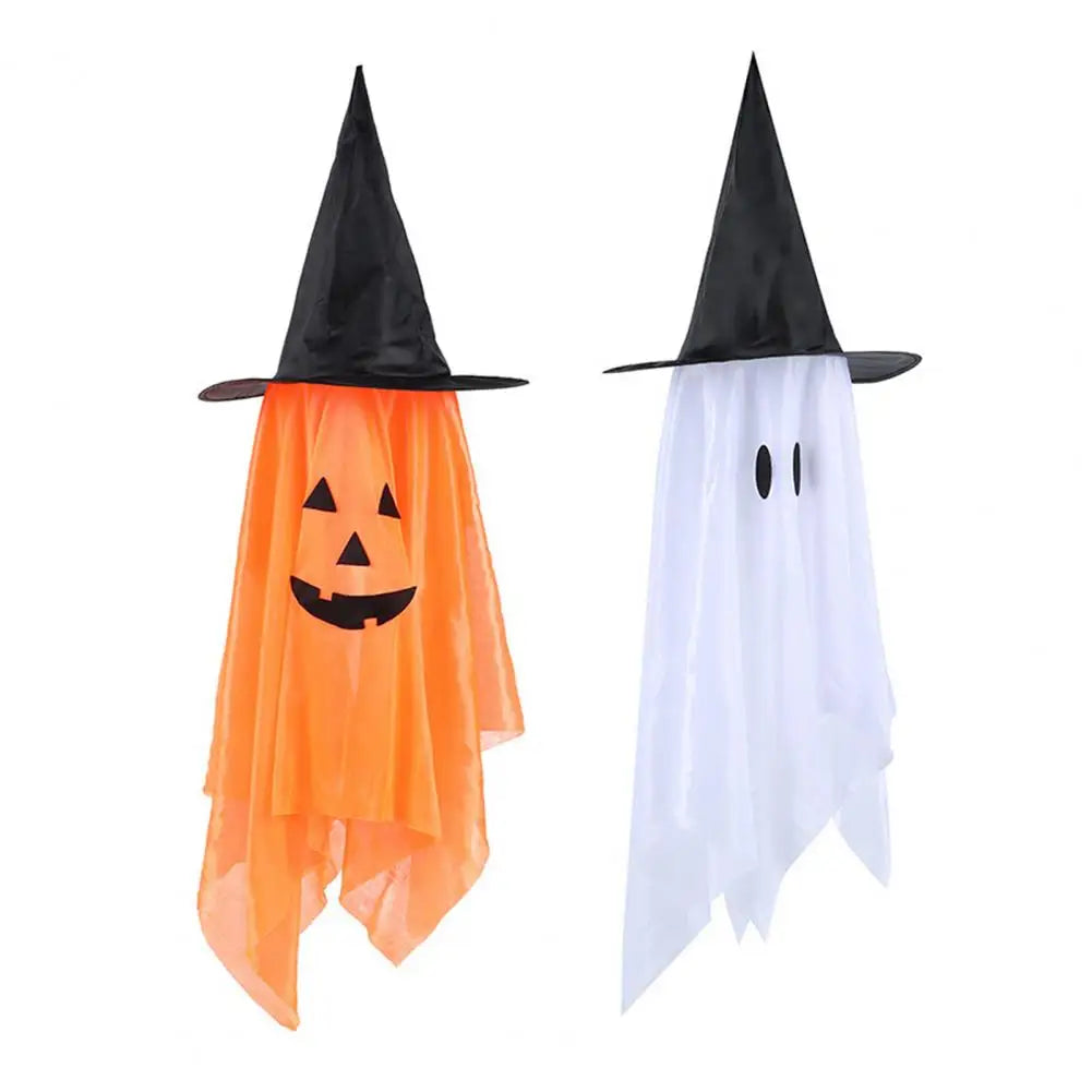 Eco-friendly Ghost Decoration Spooky Halloween Outdoor Decorations Hanging Pumpkin Ghost Witch Hat for Yard Porch Tree Autumn