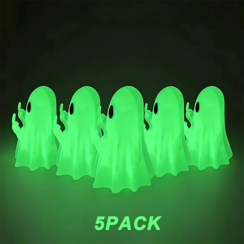Car Decorate Luminous Middle Finger Cute Ghost Statue Small Scary Ghost Figurines Halloween Decoration Home Table Ornaments