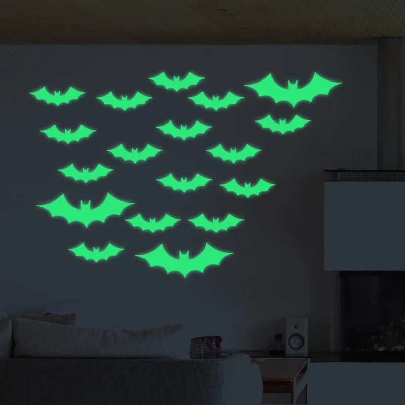 Halloween Luminous Wall Stickers Stickers Glow Dark Halloween Decor Creative Carved Fluorescent Festival Horror Home Decoration