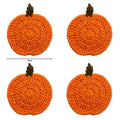 Halloween Crochet Pumpkin Coasters Autumn Thanksgiving Fabric Handmade Cup Mat Halloween Table Decor Fall Farmhouse Decoration