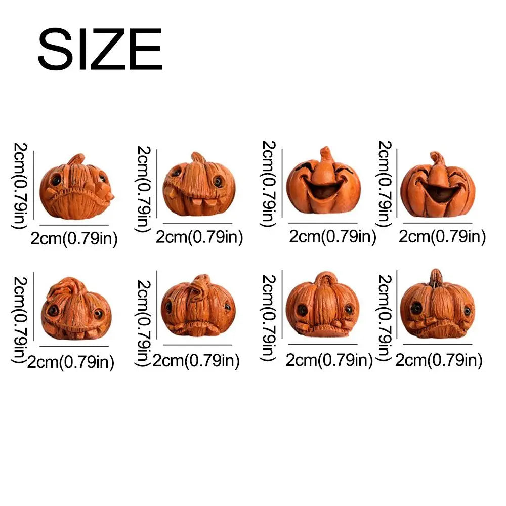 16Pcs Creative Miniature Halloween Decor Resin Gothic Style Mini Pumpkin Figurine Orange Handmade Mini Halloween Ornaments