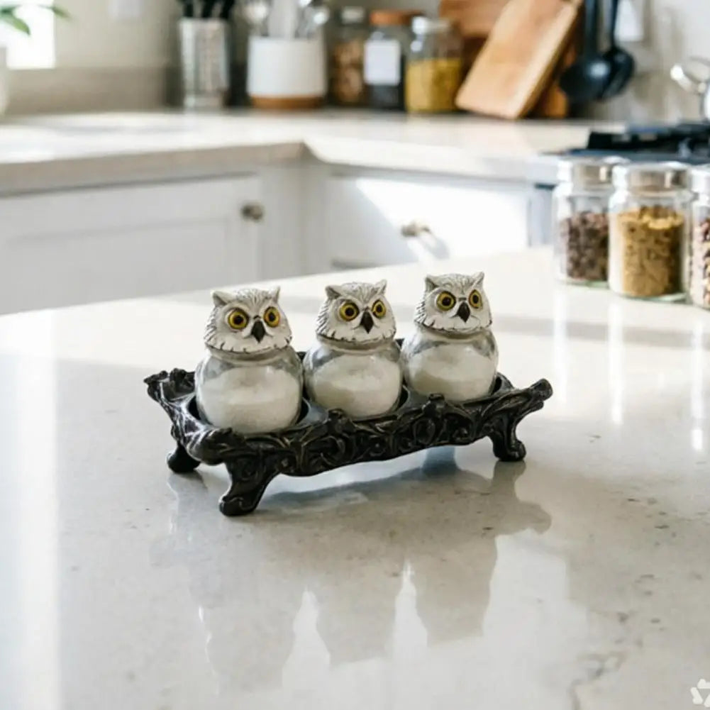 Glass Spice Container Sealed Glass Jar Moisture Proof Glass Spice Storage Jars with Witch Hat Owl Lids Decorative for Coffee
