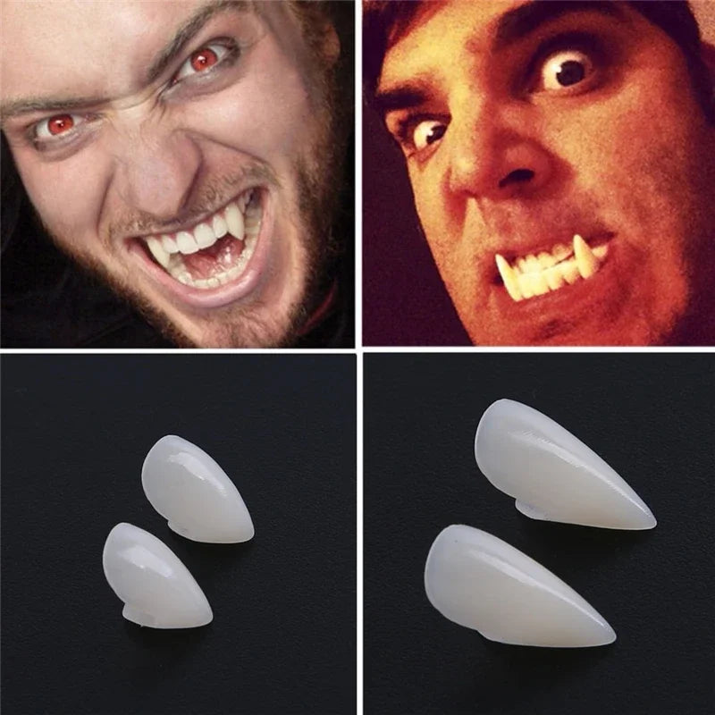 Vampire Teeth Fangs Dentures Props Halloween Cosplay Props False Fangs With Solid Glue Halloween Props Send glue stick
