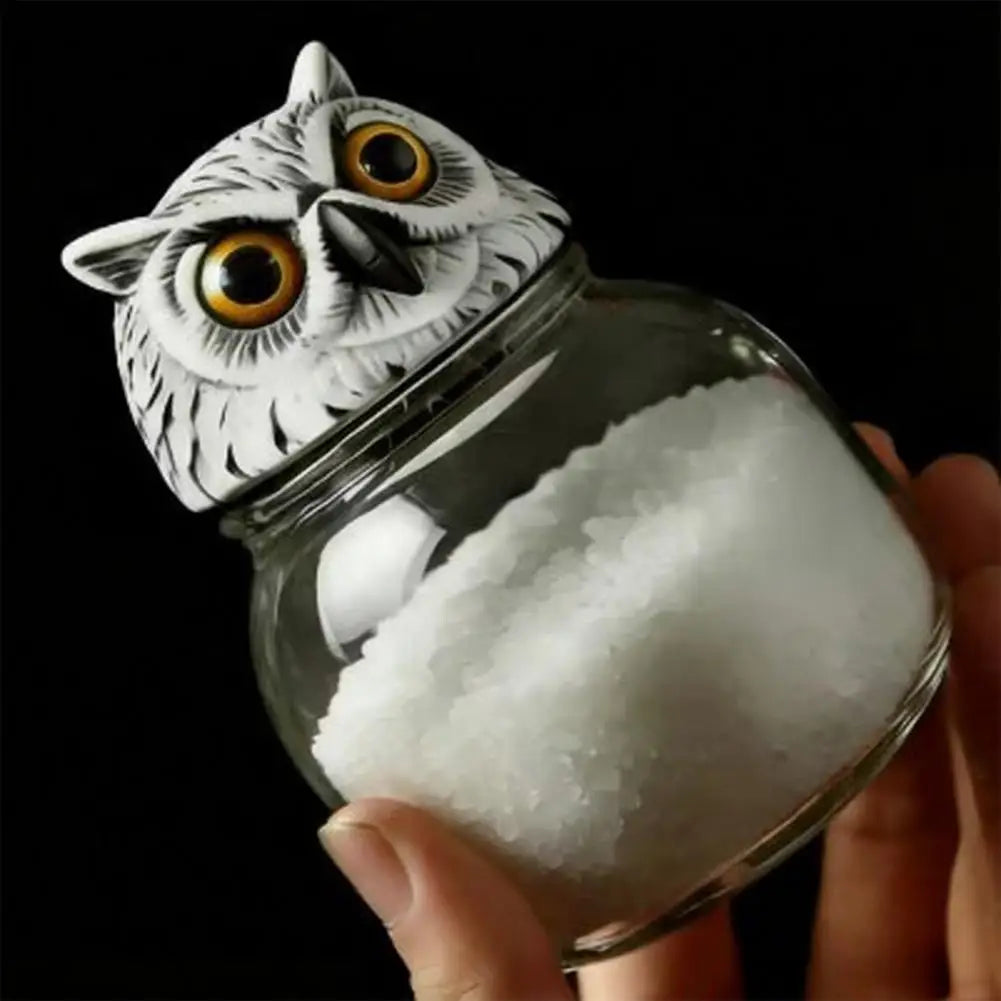 Glass Spice Container Sealed Glass Jar Moisture Proof Glass Spice Storage Jars with Witch Hat Owl Lids Decorative for Coffee
