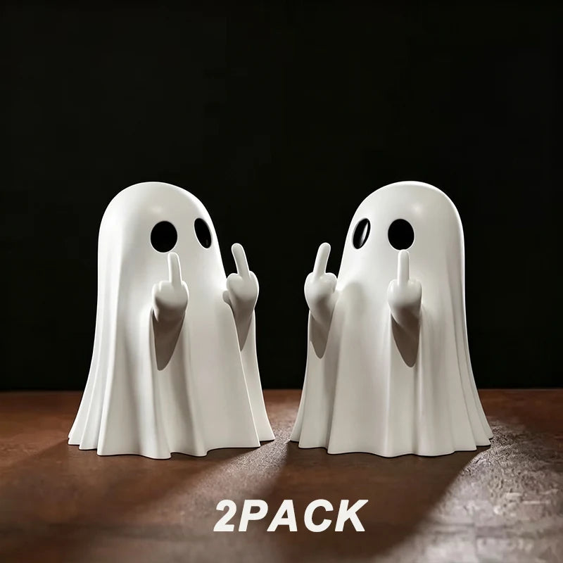 Car Decorate Luminous Middle Finger Cute Ghost Statue Small Scary Ghost Figurines Halloween Decoration Home Table Ornaments