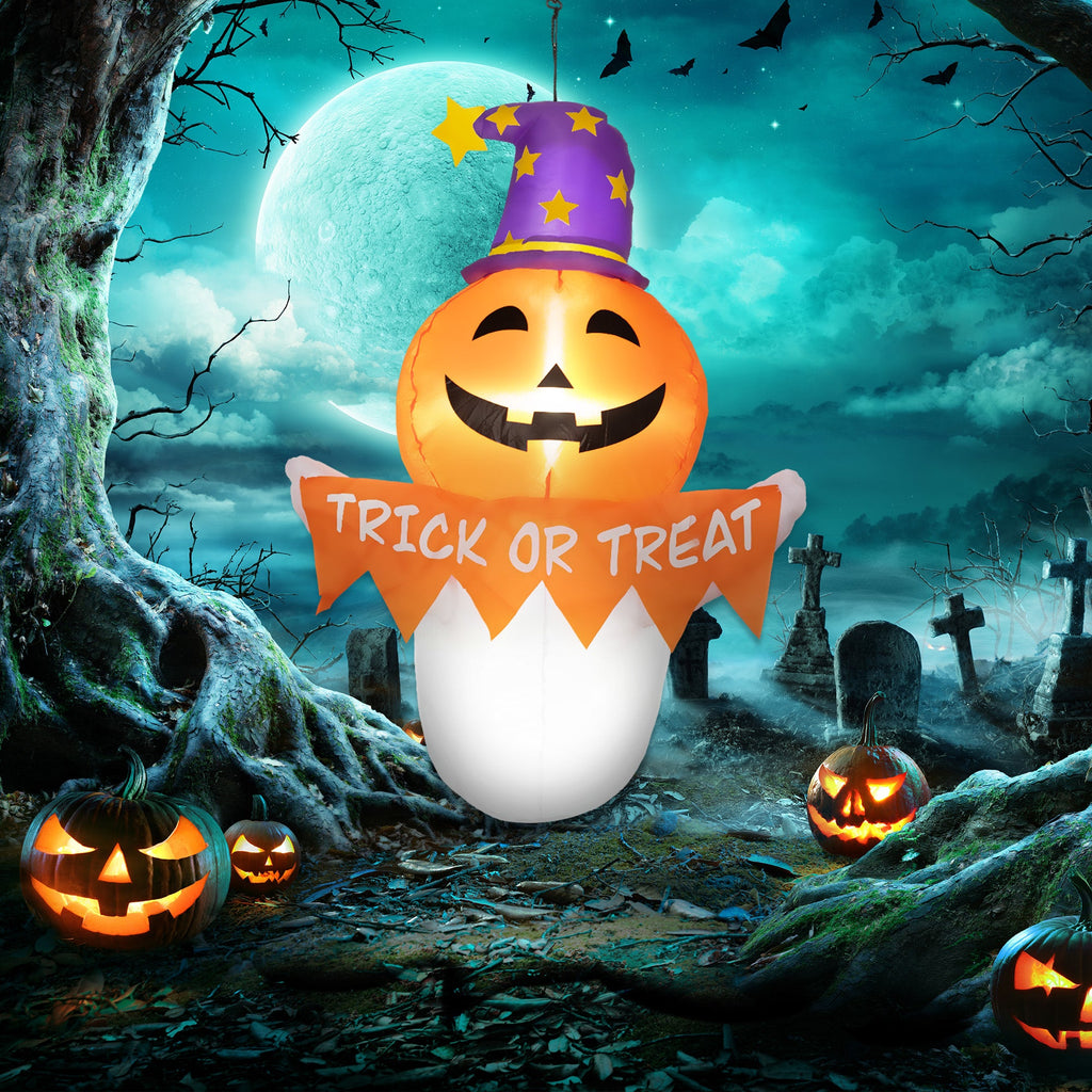 Outsunny 3.4ft Halloween Inflatables Window Sticker Ghost