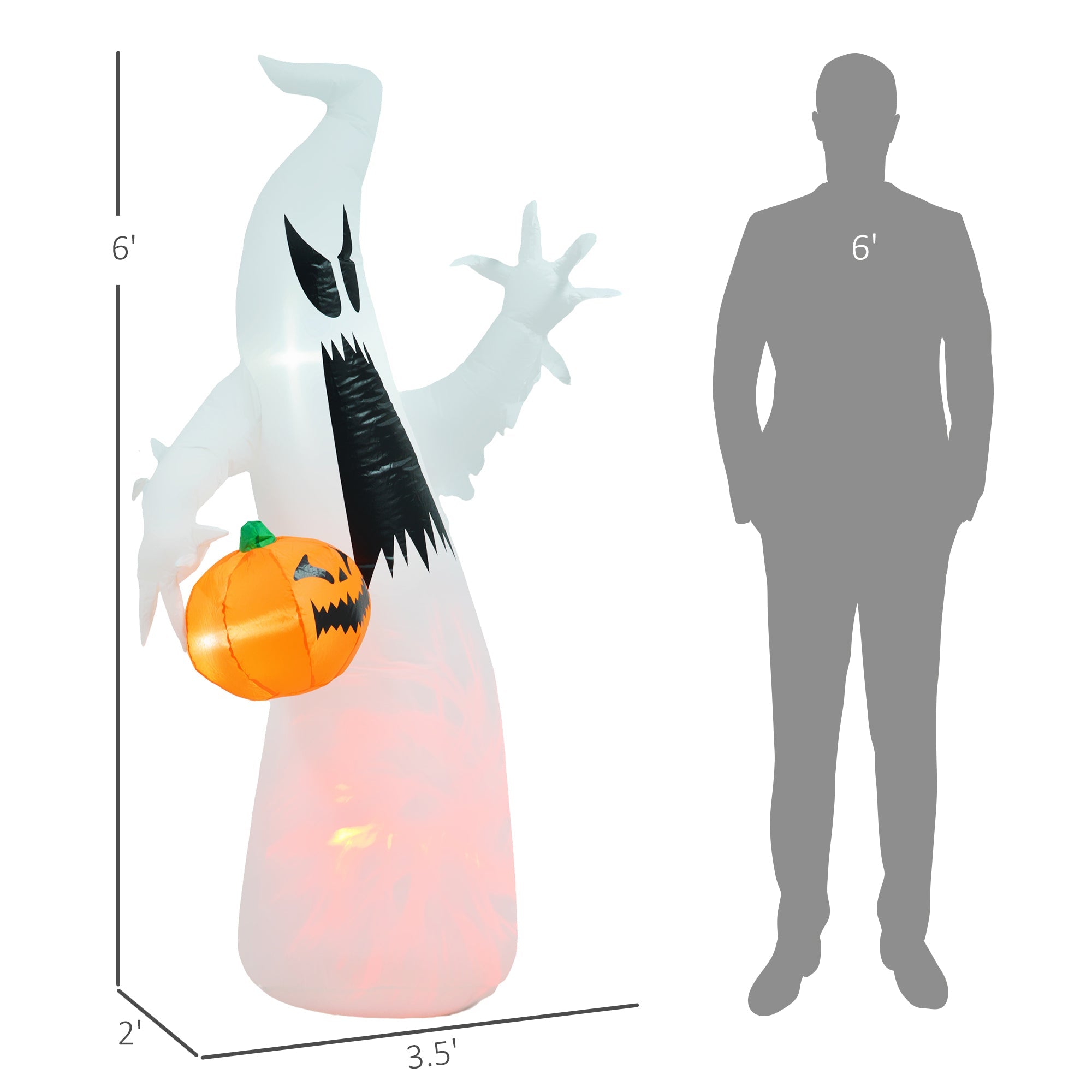 HOMCOM 5.9' Halloween Inflatable Ghost Decoration
