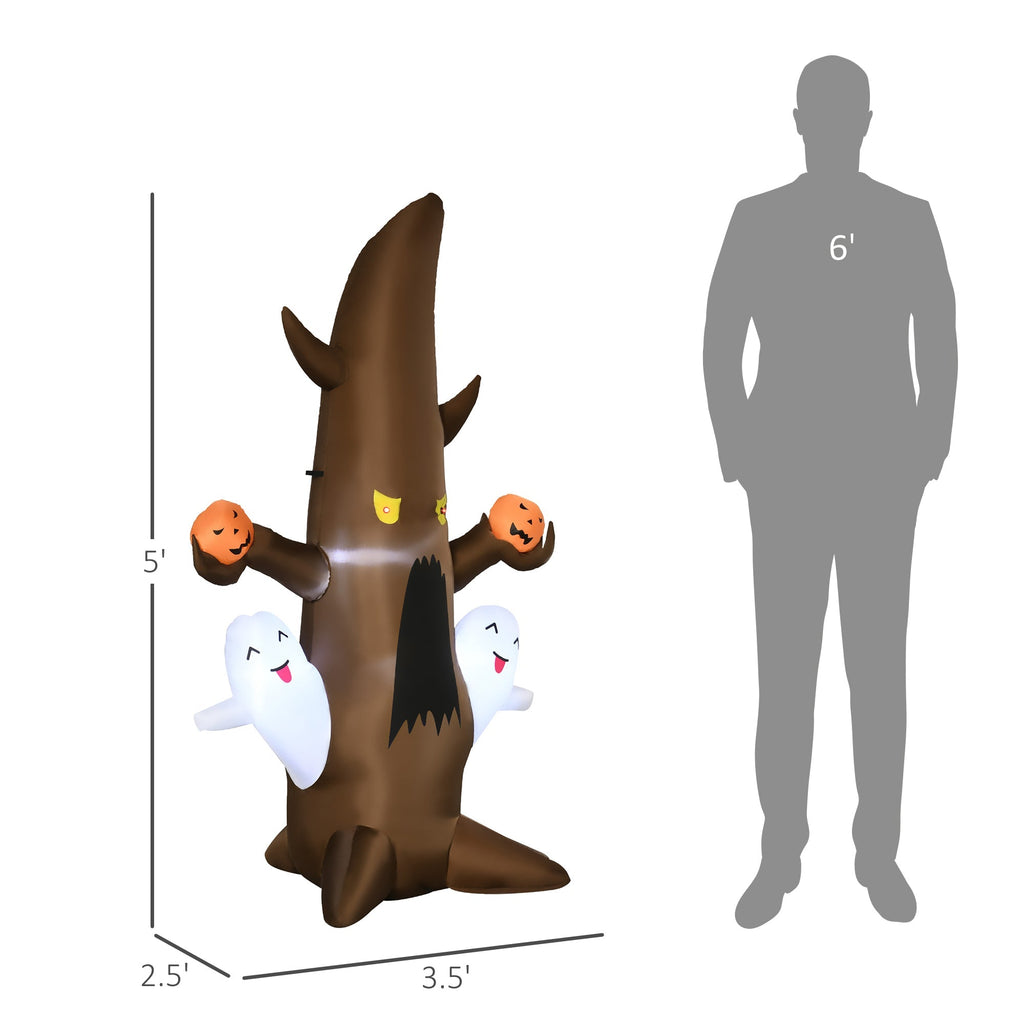 5FT Illuminated Inflatable Halloween Ghost Tree