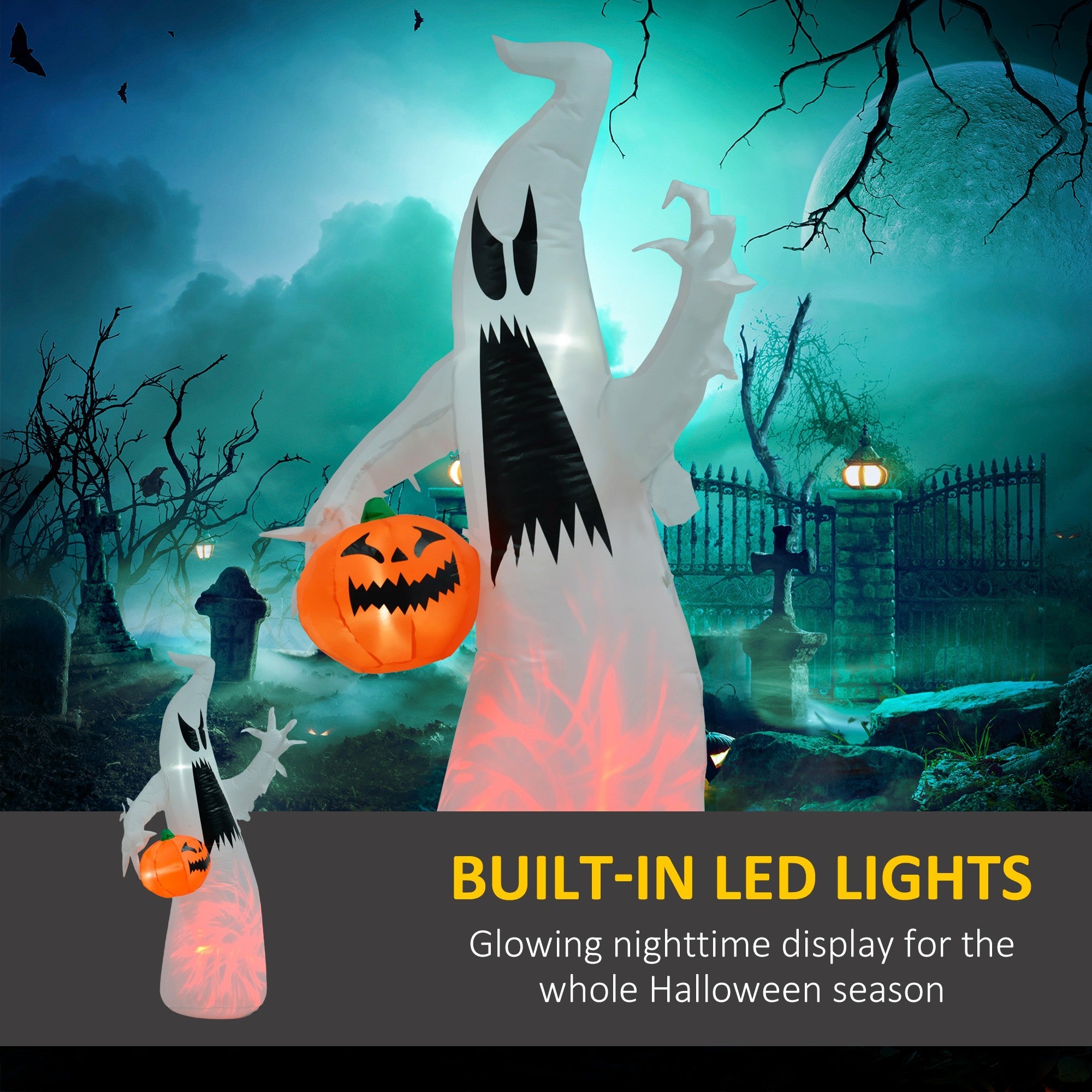 HOMCOM 5.9' Halloween Inflatable Ghost Decoration