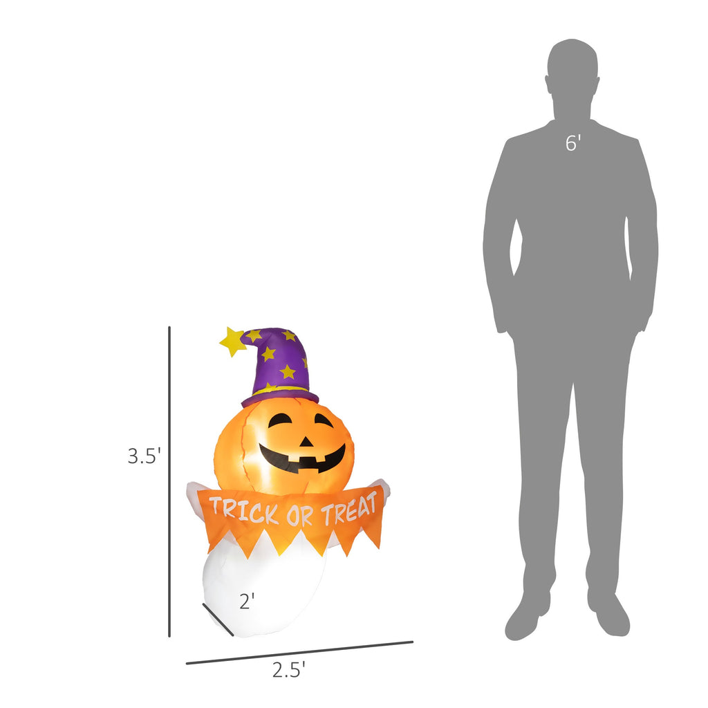 Outsunny 3.4ft Halloween Inflatables Window Sticker Ghost